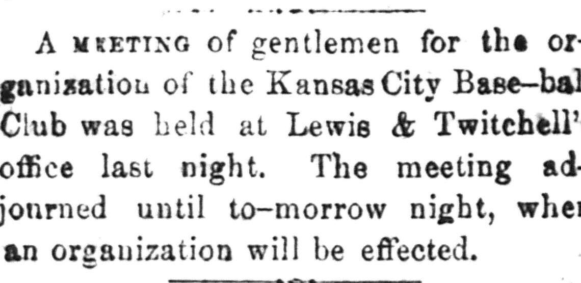 Report of the first meeting of the Kansas City Base-ball Club, soon to be called the Antelopes. Kansas City Daily Journal of Commerce, July 28, 1866.