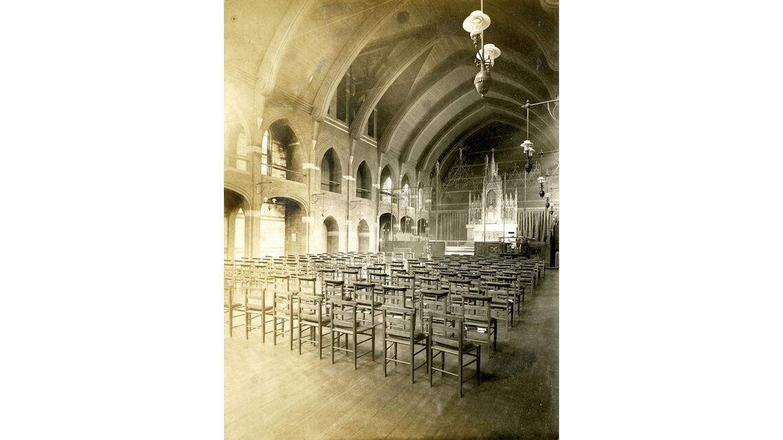Interior view of St. Mary’s Church and the altar dedicated in Father Jardine’s memory, 1888.