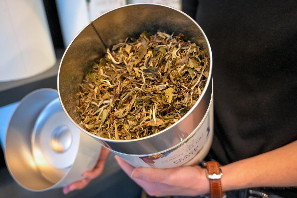 The new Savoy Tea Co., 2108 Wyandotte St., features custom blends of loose leaf tea including this variety called Peach White.