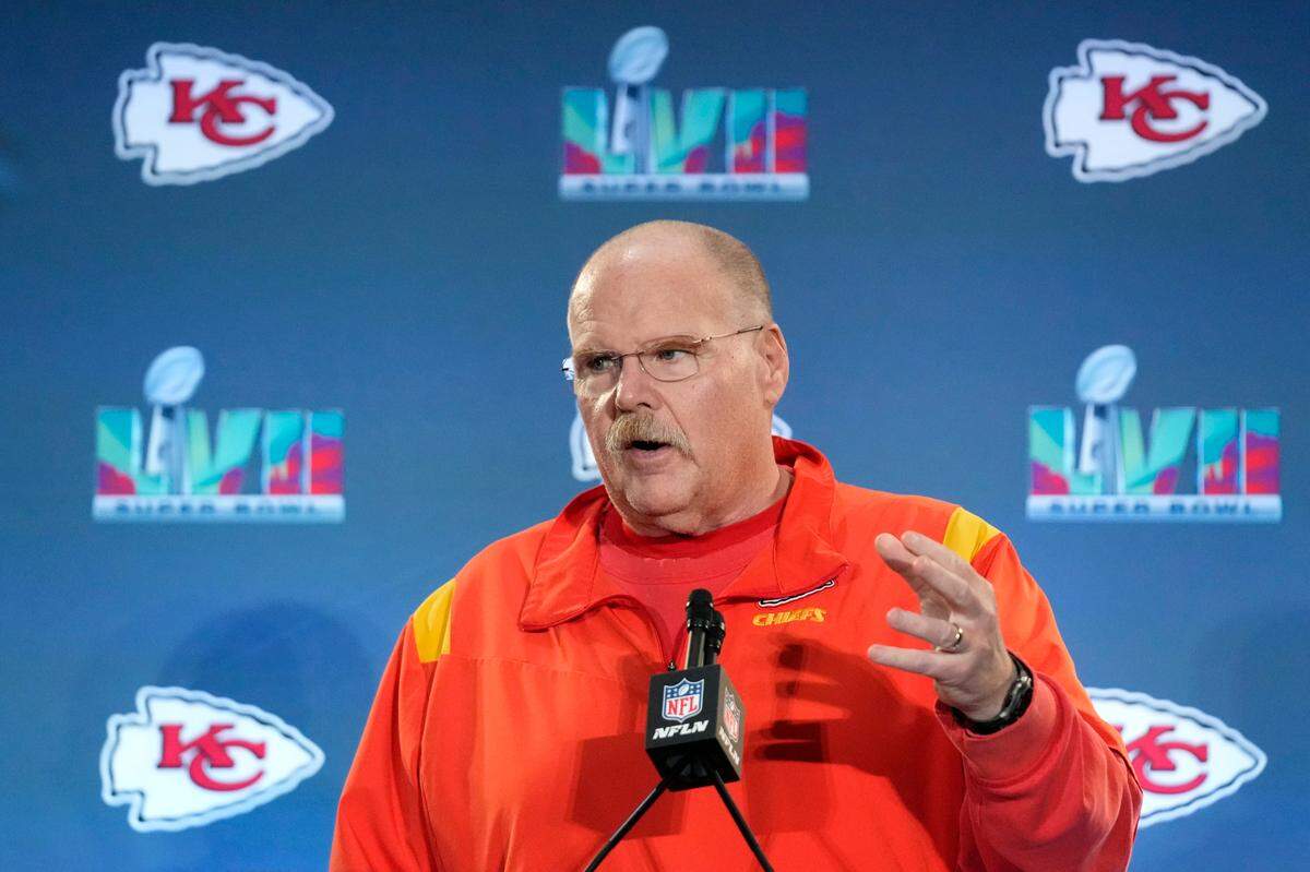 Kansas City Chiefs head coach Andy Reid answers a question during an NFL football Super Bowl media availability in Scottsdale, Ariz., Wednesday, Feb. 8, 2023. The Chiefs will play against the Philadelphia Eagles in Super Bowl 57 on Sunday.