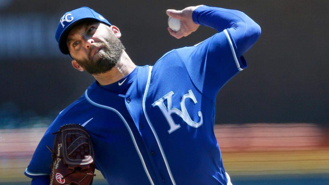Kansas City Royals’ Danny Duffy pitches against the Detroit Tigers during the second inning of a baseball game Sunday, April 25, 2021, in Detroit. (AP Photo/Duane Burleson)