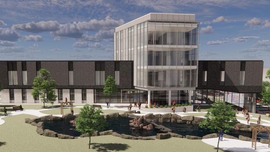Olathe’s new downtown library is expected to open in early 2023. 