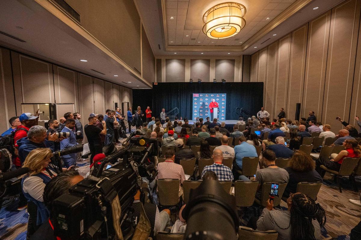 Kansas City Chiefs head coach Andy Reid takes questions from reporters in New Orleans on Thursday, Feb. 6, 2025. Thursday was the last day of media availability for both teams before they face on in Super Bowl LIX on Sunday.