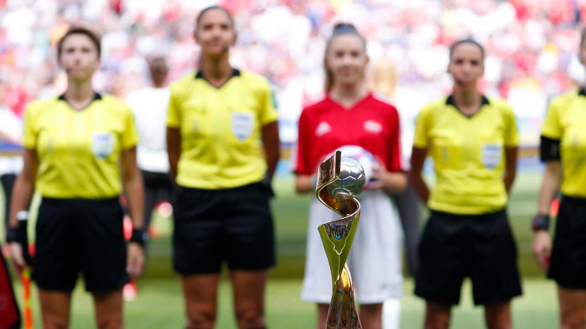 General view of the World Cup trophy before the championship match of the FIFA Women’s World Cup France 2019 between the United States and the Netherlands at Stade de Lyon.