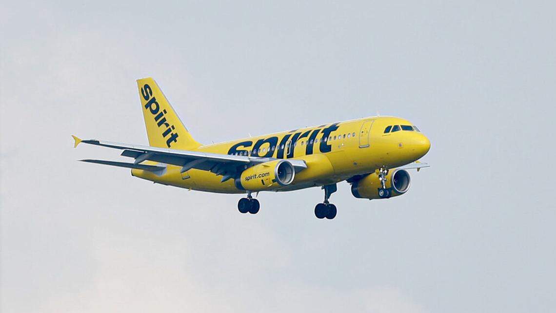 A Spirit Airlines jet comes in for a landing at the airport in Latrobe, Pa., Sunday, July 28, 2019. (AP Photo/Keith Srakocic)
