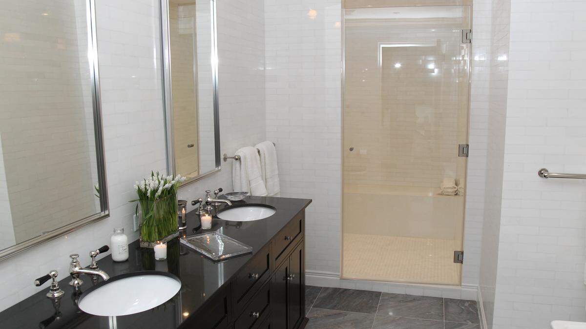 A black and white bathroom.