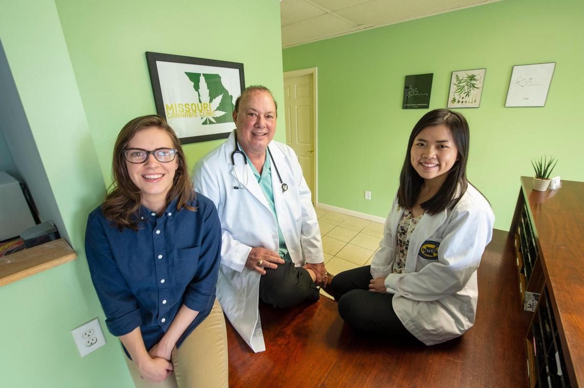 Missouri Cannabis Clinic in Raytown is one of a handful of clinics popping up around Kansas City to screen patients seeking to use medical marijuana. The clinic is operated by, from left, owner Darby Cook, staff physician Michael Poppa and consulting pharmacist Jana Lappin.