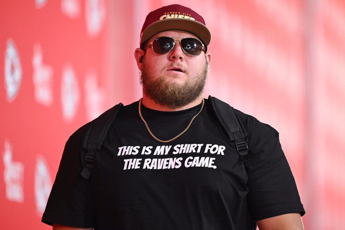 Kansas City Chiefs center Creed Humphrey made a fashion statement on arrival for the Chiefs’s game with the Baltimore Ravens Thursday, Sept. 5, 2024, at GEHA Field at Arrowhead Stadium.