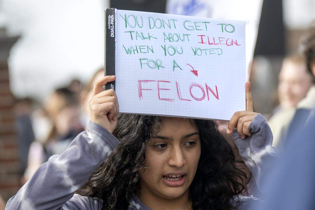 Students at Shawnee Mission North High School marched in protest of ICE and the Trump administration along Johnson Drive on Wednesday, February 11, 2026, in Overland Park.
