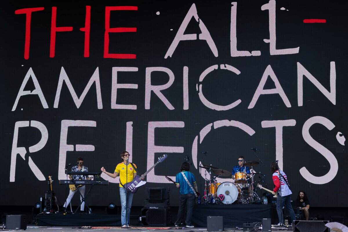 All American Rejects preforms on stage during their FIFA Fan Fest concert at Fan Fest on Saturday, July 11, 2026.