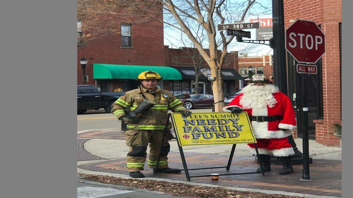 Off-duty Lee’s Summit firefighters will once again be collecting donations for the Needy Family Fund Boot Block from 9 a.m. to 5 p.m. Dec. 16, 17 and 18.