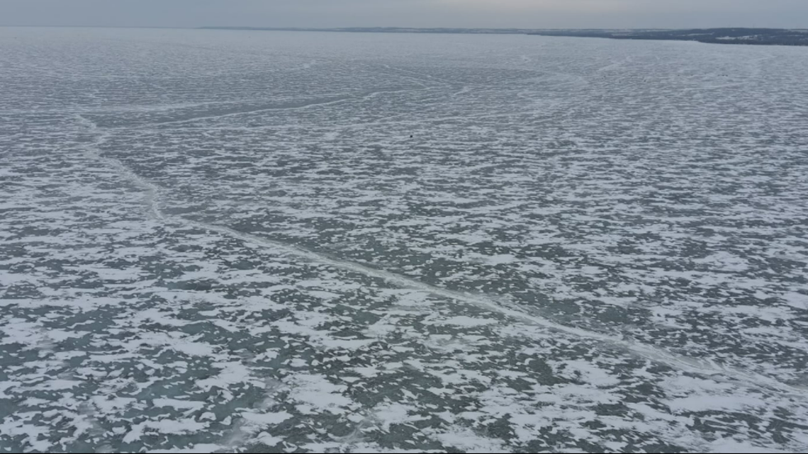 A Wisconsin man broke through the ice while driving his truck over frozen Lake Winnebago, the Fond du Lac Sheriff’s Office said.