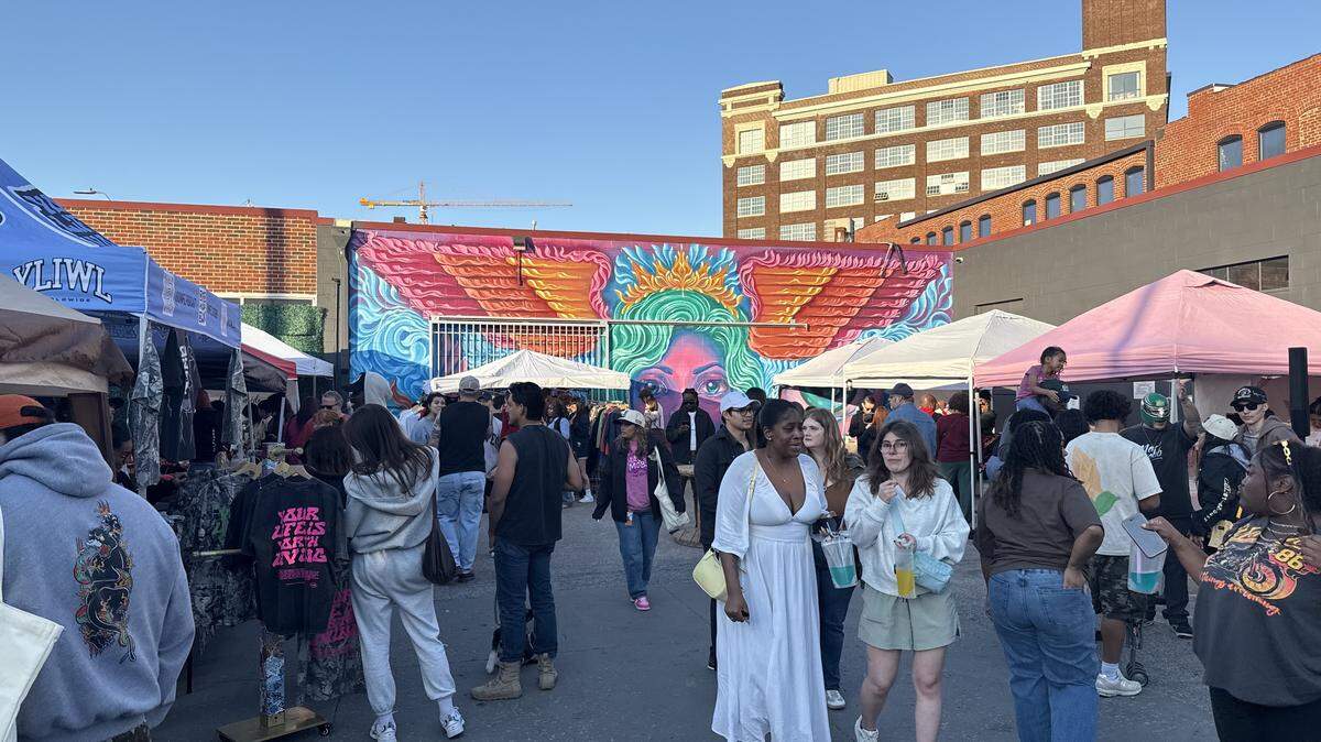 Kansas Citians crowding the MADE MOBB parking lot during First Friday on May 1, 2026.
