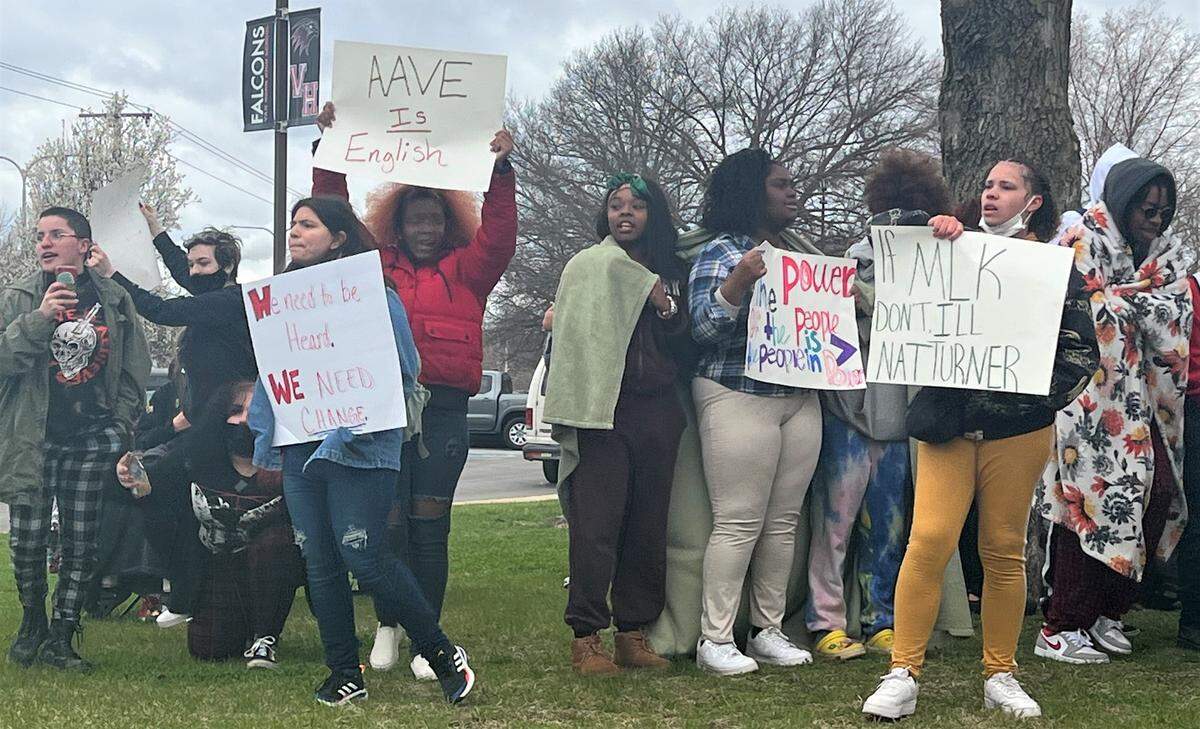 Van Horn High School students walked out of class on Friday to protest what they see as racism at the Independence school.