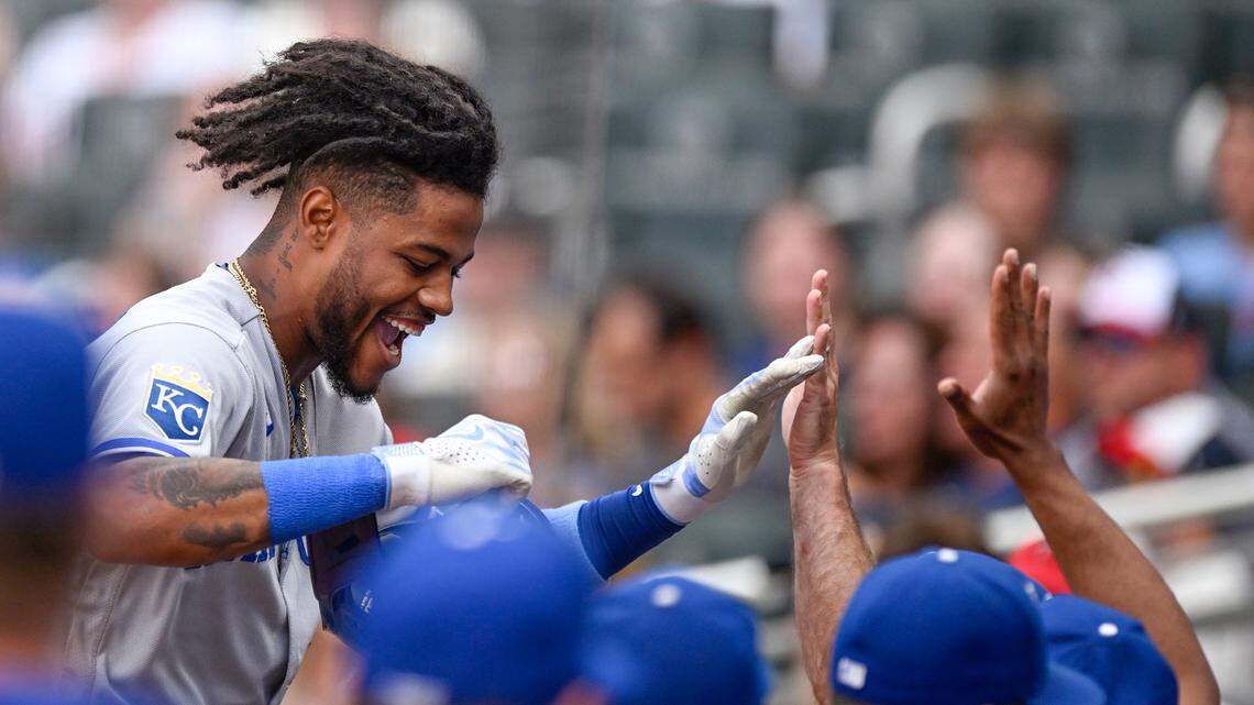 Kansas City Royals infielder Maikel Garcia (11) celebrates his solo home run against the Minnesota Twins during the first inning at Target Field on July 3, 2023.