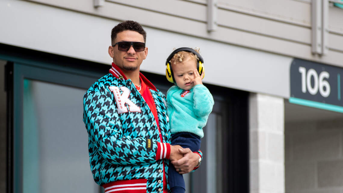 A Missouri designer made the teal KC Current jackets worn by Patrick and Brittany Mahomes