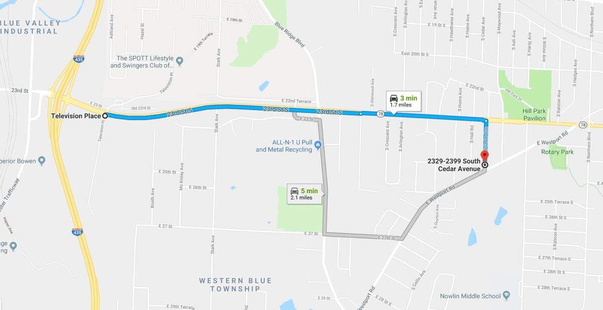 Independence officers began a pursuit of a suspected stolen blue Jeep Patriot on Cedar Avenue and chased it for about 2 miles west on 23rd Street. The Jeep collided with a vehicle at the Television Place intersection.