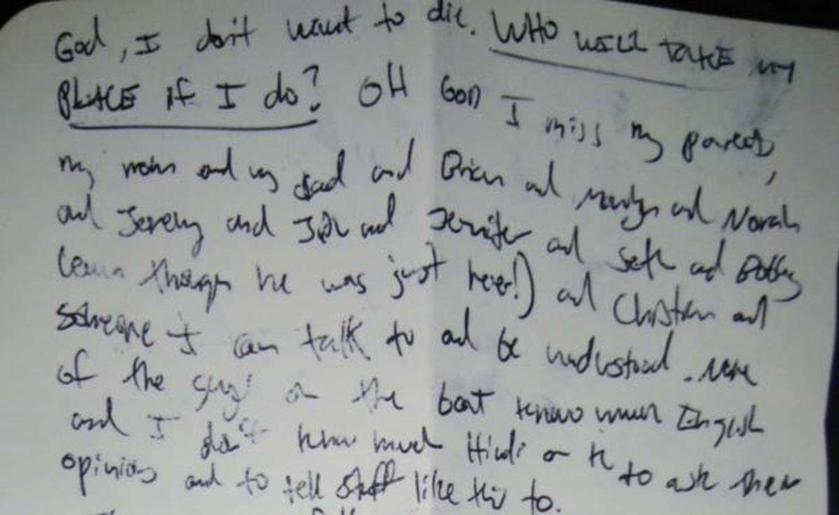 An excerpt of one of John Chau’s final journal entries before his death.