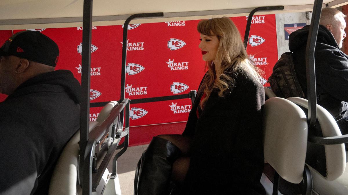 Pop star Taylor Swift arrives at Arrowhead Stadium before an NFL football game between the Kansas City Chiefs and the Buffalo Bills on Sunday, Dec. 10, 2023, in Kansas City.
