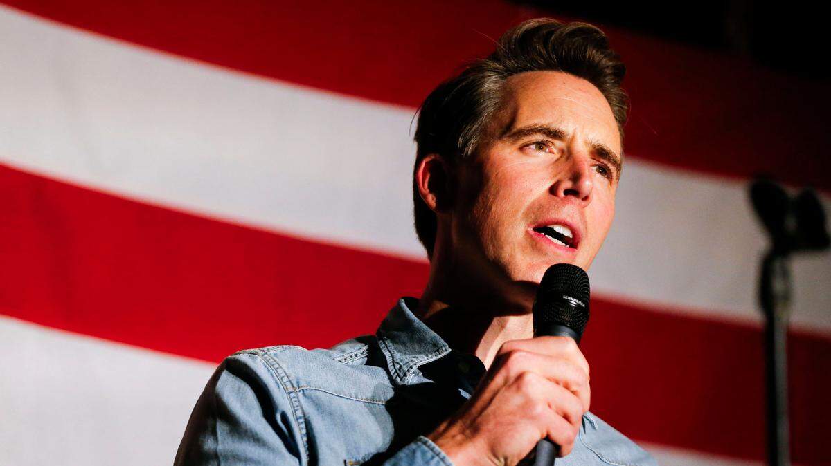 Josh Hawley thanks supporters as he delivers victory speech at a watch party in Ozark, Mo. after he won a second term for U.S. Senate on Tuesday, Nov. 5, 2024.