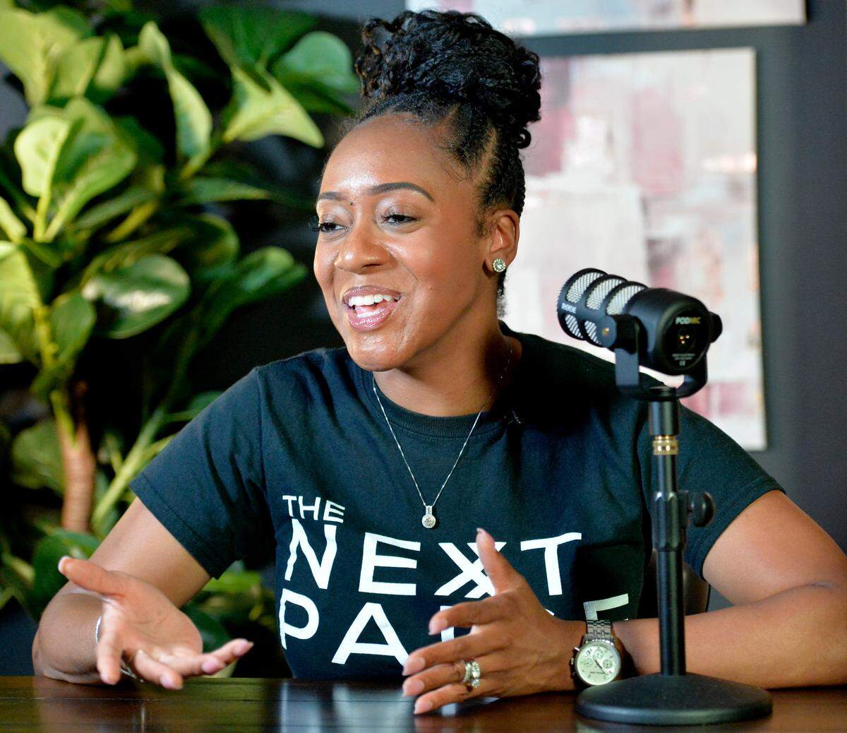 Elaina Paige Thomas, owner of Next Paige Talent Agency, talks about her business with The Kansas City Star’s Jenna Thompson in the studios at KC Gift.