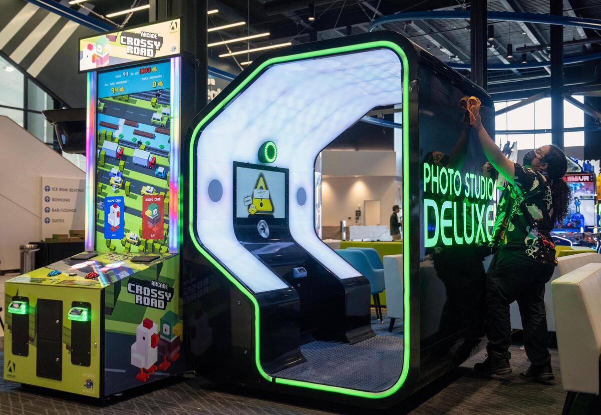The AdventHealth Sports Park at Bluhawk will include an arcade area for guests, where Vic Morales was seen cleaning on Wednesday, Oct. 16, 2024, in Overland Park.