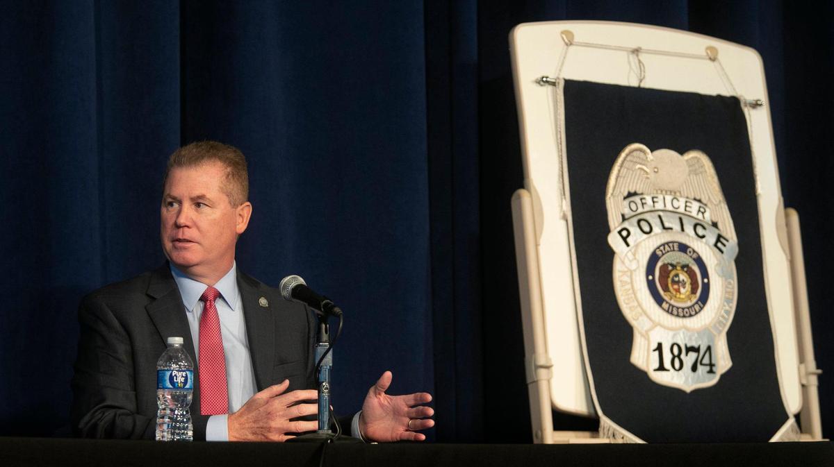 Scott Ebner, a retired lieutenant colonel and deputy superintendent of administration for the New Jersey State Police and one of three finalists for KCPD Chief of Police answered questions during a public forum with the three finalists Saturday, December 10, 2022 at the Robert J. Mohart Multipurpose Center, 3200 Wayne Avenue, Kansas City, MO. &nbsp;