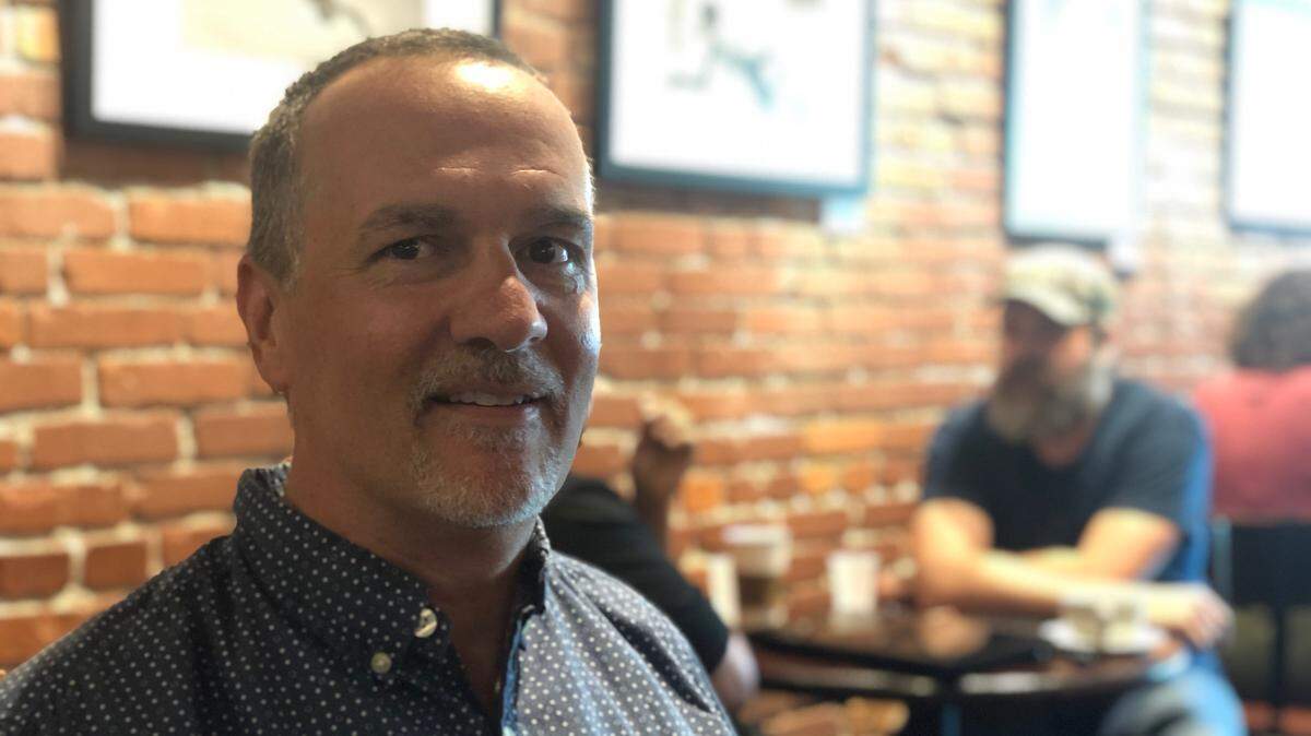 Larry Falivena stopped in Kansas City on Friday as part of his tour of all 30 MLB ballparks.