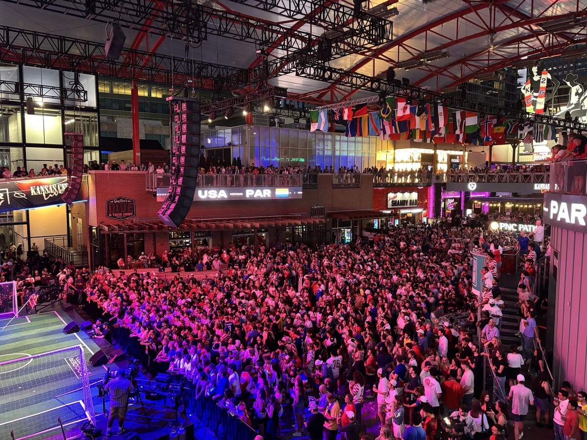 Fans packed into KC Live! in Kansas City’s Power and Light District on June 12, 2026, to watch the U.S. square off against Paraguay in the fourth match of the 2026 FIFA World Cup. The U.S. came out on top, defeating Paraguay 4-1.