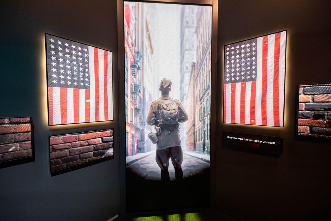 A first hand account from WWI soldier Clarence Wilbur Pratt, performed by an actor is part of Encounters, a new exhibit at the World War I Museum and Memorial, opened to the media for a sneak peak ahead of Memorial Day, on Wednesday, May 21, 2025. The exhibit uses immersive technology to share first-person narratives, performed by actors, of those impacted by the Great War including soldiers, dissenters, factory workers, and a war-time nurse. The exhibit opens to the public on May 23.