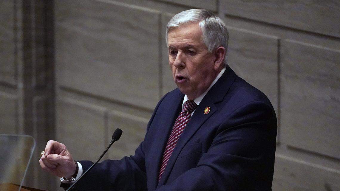 Missouri Gov. Mike Parson delivers the State of the State address last Jan. 27 in Jefferson City.