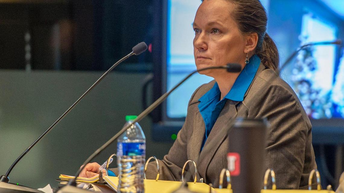 Holly Dodge, general counsel for the Kansas City Police Department, attends a Board of Police Commissioners meeting Tuesday at Kansas City police headquarters.