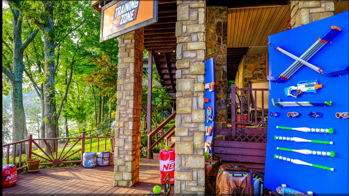 A cabin in northeastern Oklahoma comes equipped with a vast arsenal of NERF weaponry.