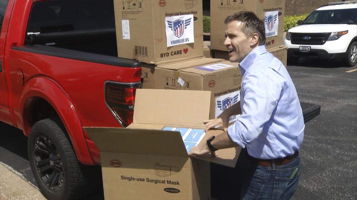 Former Missouri Gov. Eric Greitens delivered masks to first responders in Columbia in April 2020. In the early days of the COVID-19 pandemic, he passed out masks across the state in an effort to rebuild his image.