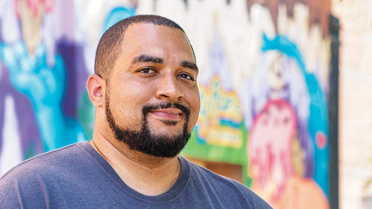 Kansas City muralist J.T. Daniels created the colorful art outside Betty Rae’s Ice Cream in the River Market.