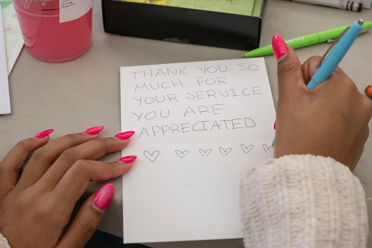 Thank you cards were written by volunteers during the YMCA MLK Day of Service on Monday, Jan. 20, 2025, at the Cleaver Family YMCA in Kansas City.