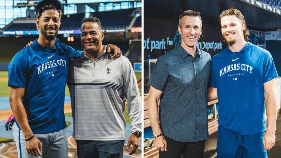 It’s Fathers Trip week for the Royals, and MJ Melendez (at left with dad Mervyl Melendez) and Bobby Witt Jr. (at far right with dad Bobby Witt Sr.) have had plenty of quality time with their pops.