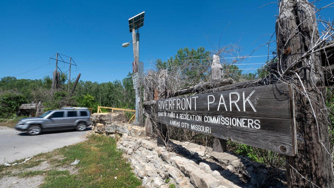 The entrance to Riverfront Park, 1700 Monroe Ave., in Kansas City on Friday, June 7, 2024. 