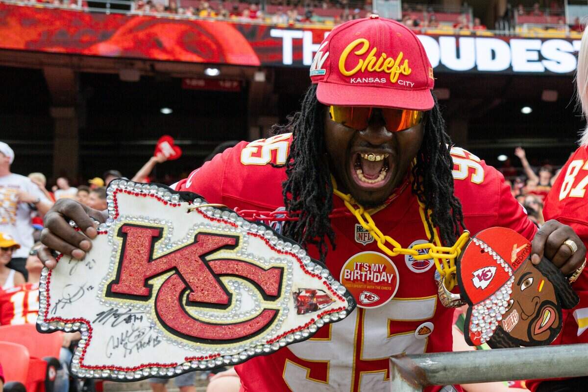 A fan screams during the second half of the Chiefs preseason game against the Los Angeles Rams, on Saturday, August 15, 2026, at Arrowhead Stadium.