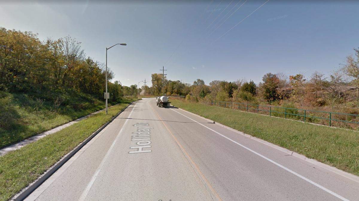 A crash involving a motorcycle and a truck closed part of Holliday Drive Saturday afternoon in Shawnee, Kansas, police said. This is a Google Maps view of the area from October 2016.