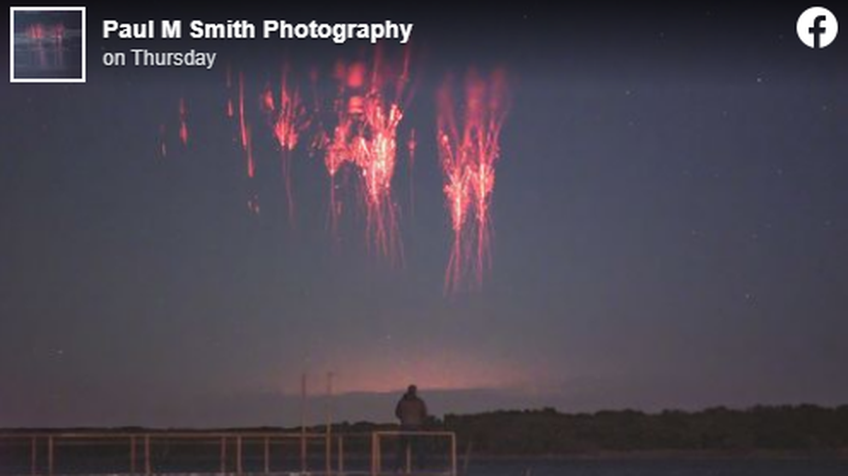 These red sprites were captured over storm systems in Missouri and Arkansas, photographer Paul Smith said.