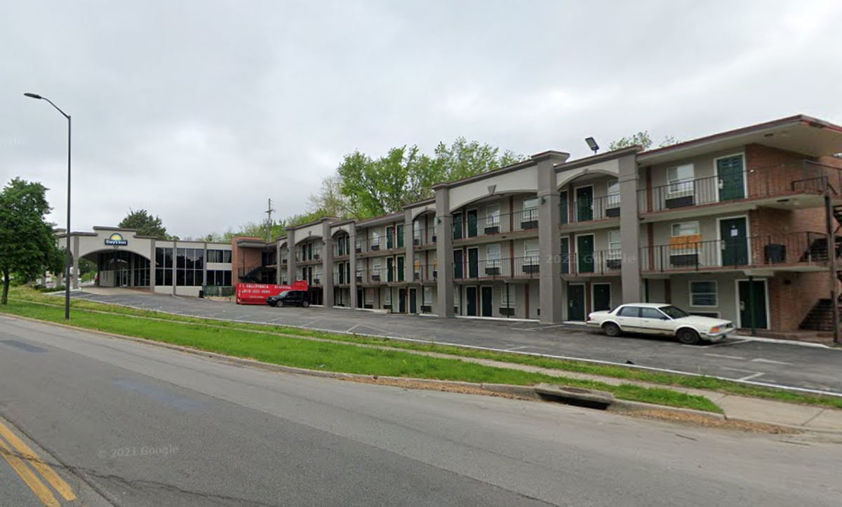 A former Days Inn at 5100 E. Linwood Blvd. will be converted into transitional housing for those experiencing homelessness, as approved by Kansas City City Council. A Google Maps street view image from May 2021 shows the area.