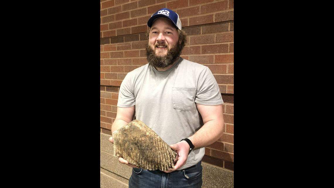 DGR Engineering says employee Justin Blauwet found this mammoth tooth at a construction site in Sheldon, Iowa.