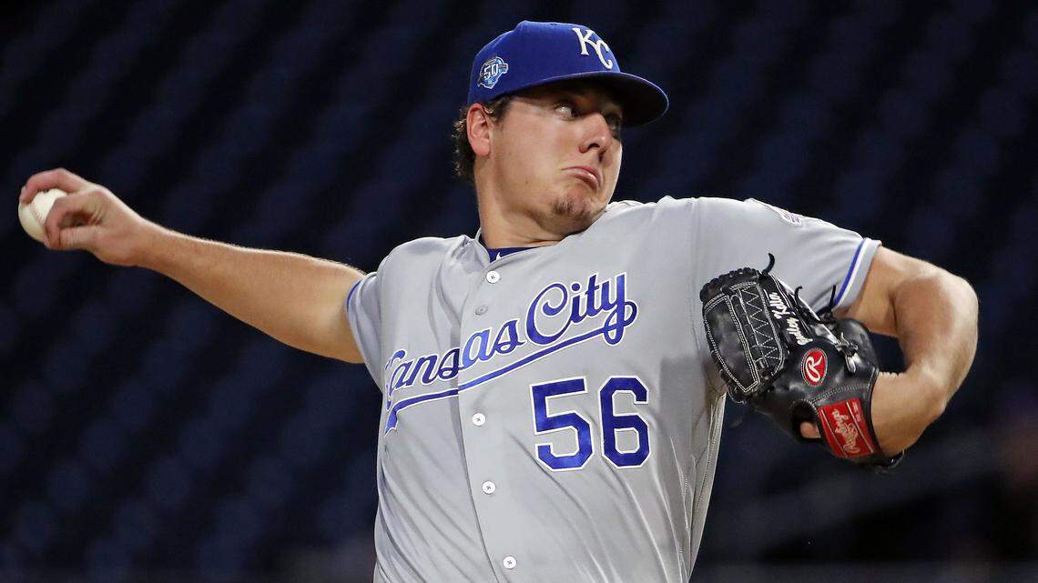 Kansas City Royals starting pitcher Brad Keller delivers in the first inning against the Pittsburgh Pirates in Pittsburgh, Monday, Sept. 17, 2018.