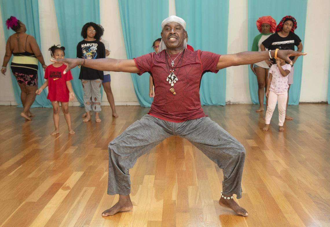 Danny Hinds, founder of Art in Motion LLC., led an African dance and drum class Saturday, October 11, 2025 at Inner Space, 2711 Troost Ave. in Kansas City.