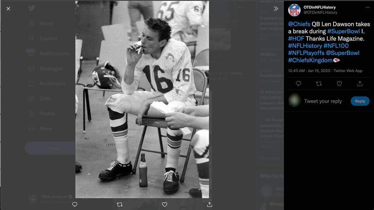 Len Dawson with a Fresca and cigarette is an iconic photo, but it went unseen for years