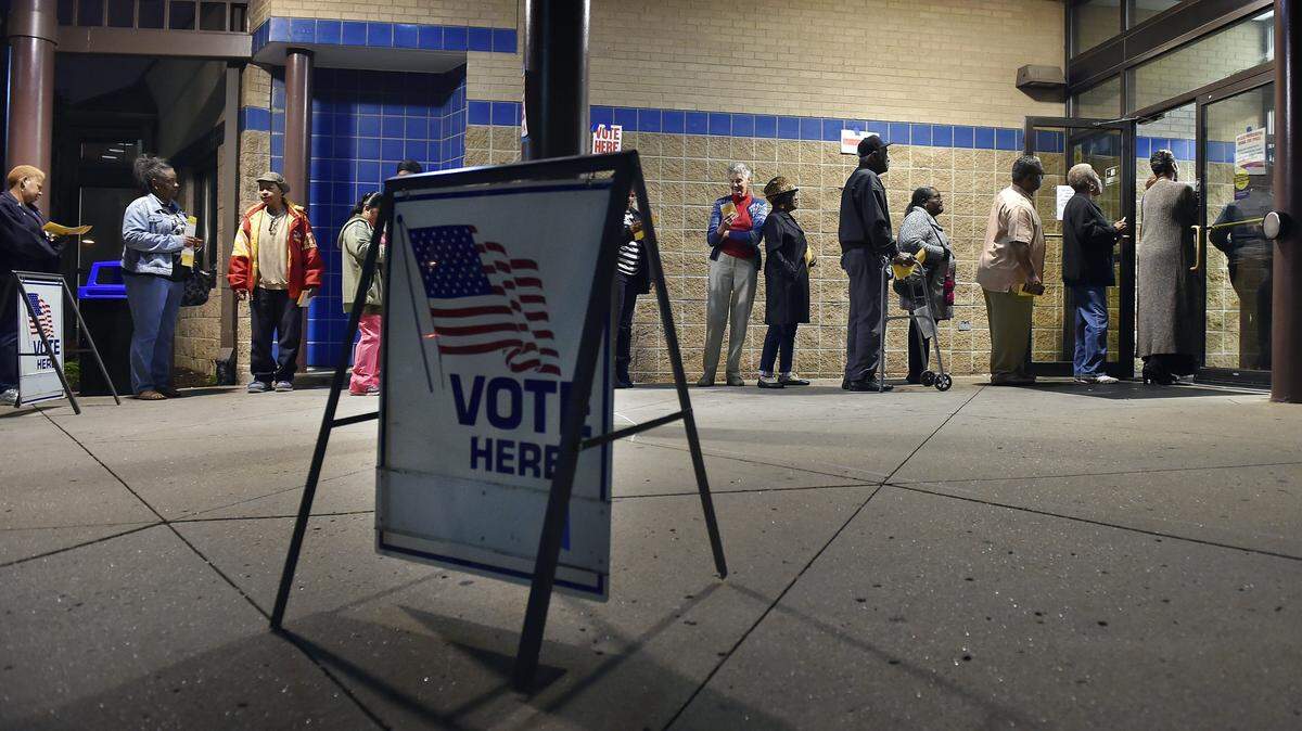 This 2016 file photo shows Kansas City voters lining up to vote at the Lucile Bluford branch of the Kansas City Public Library.