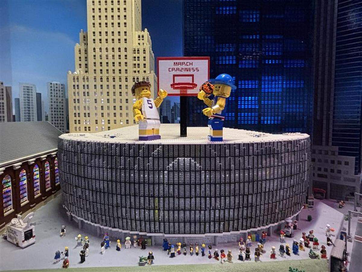 The T-Mobile Center in Kansas City, Missouri was recreated into a Lego set in honor of the Big 12 men’s basketball tournament