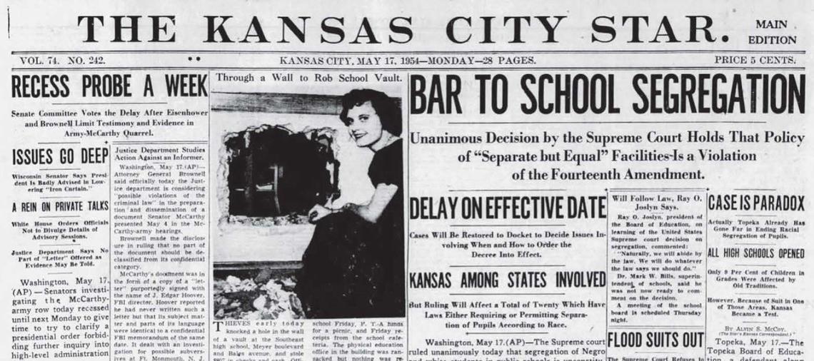 The Star ran the headline big in 1954 when the U.S. Supreme Court ruled in Brown vs. Topeka Board of Education that school segregation could not stand. The editors and reporters at The Star, however, did little for the next two decades to hold local school officials accountable.
