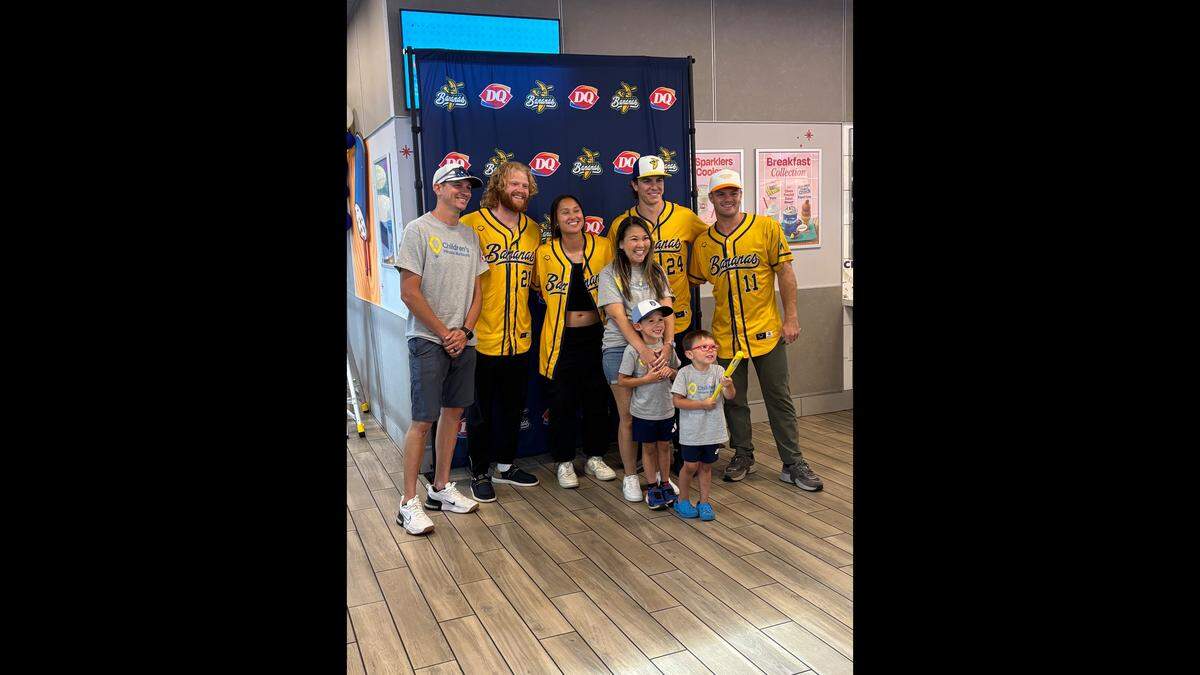 Four players from the Savannah Bananas met with fans inside the Dairy Queen at 5381 N. Antioch Road on Friday, May 29, 2026, ahead of two sold-out games at Kauffman Stadium.